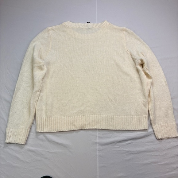 H&M Ladies Soft Cream/White Crew Neck Semi Cropped Sweater - Picture 2 of 9